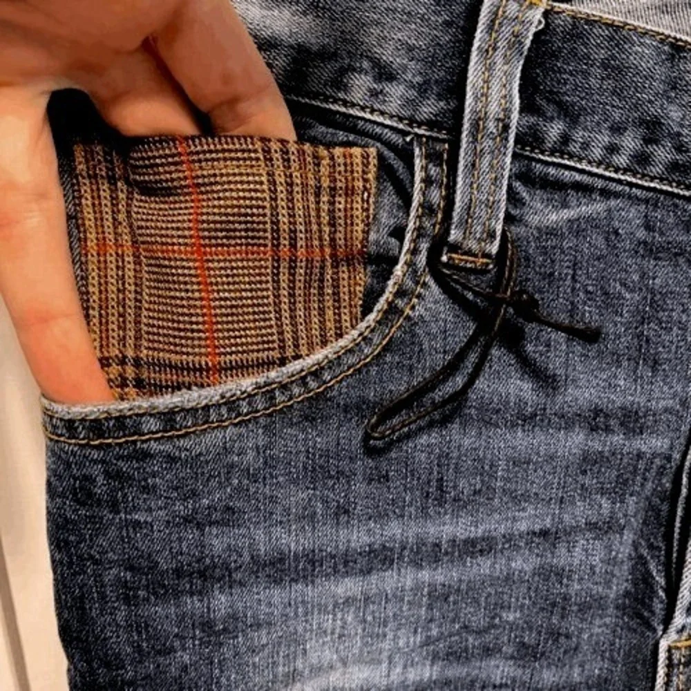 Maurizio Massimino Italian‎ Slim Fit Jeans Plaid Pocket Blue Size EU 44